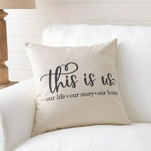 This is Us Screen print Faux Linen Toss Pillow Cover